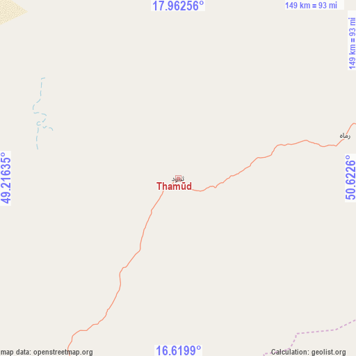 Thamūd on map