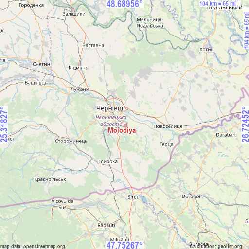 Molodiya on map