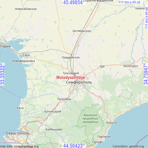 Molodyozhnoye on map