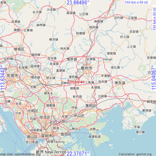 Tongqiao on map