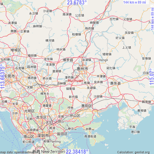 Huihuan on map