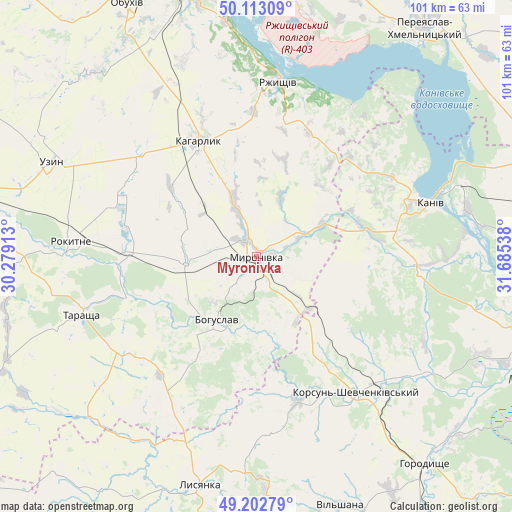 Myronivka on map