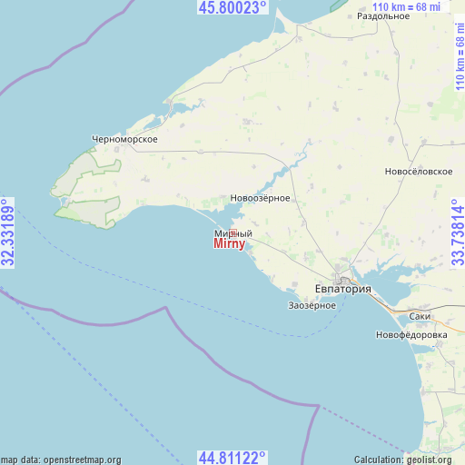 Mirny on map