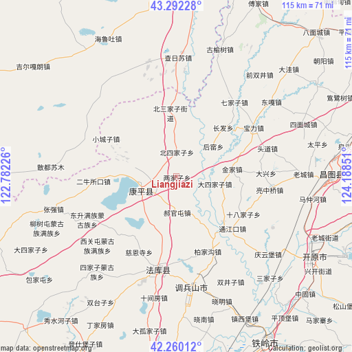 Liangjiazi on map