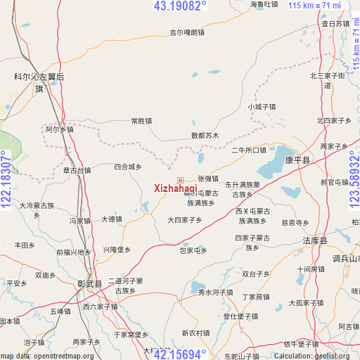 Xizhahaqi on map