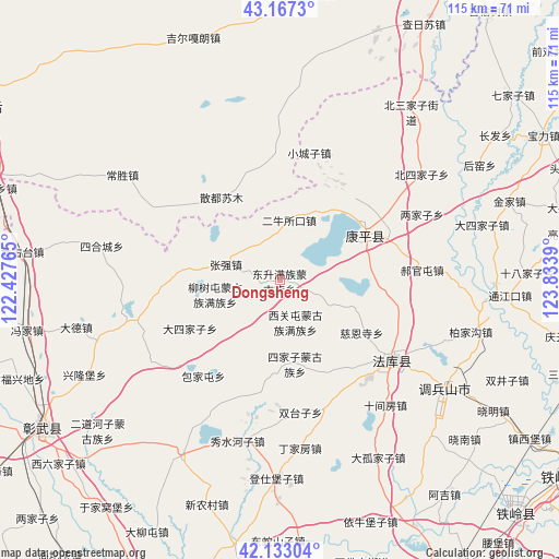 Dongsheng on map