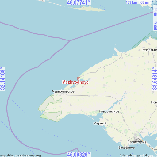 Mezhvodnoye on map