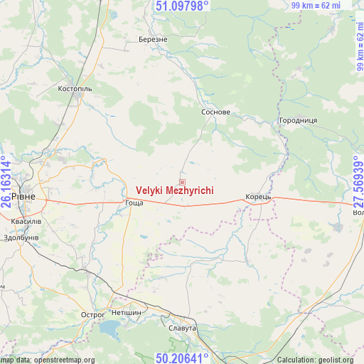 Velyki Mezhyrichi on map