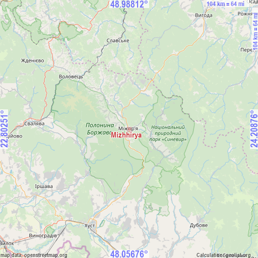 Mizhhirya on map