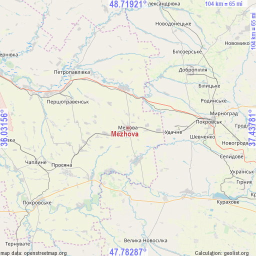 Mezhova on map