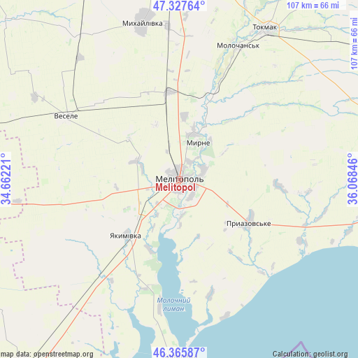 Melitopol on map