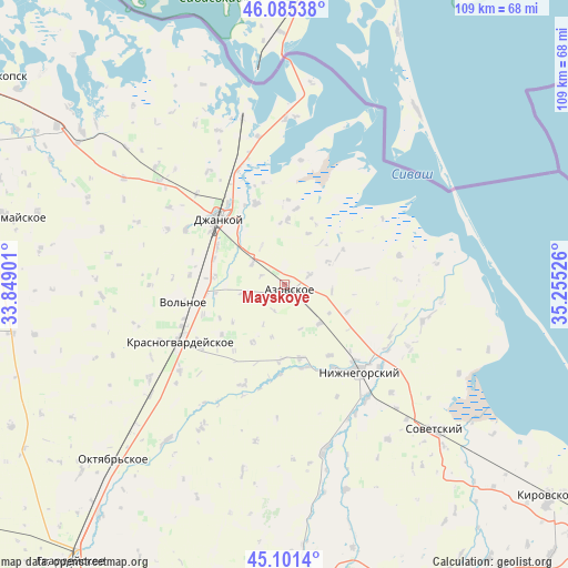 Mayskoye on map