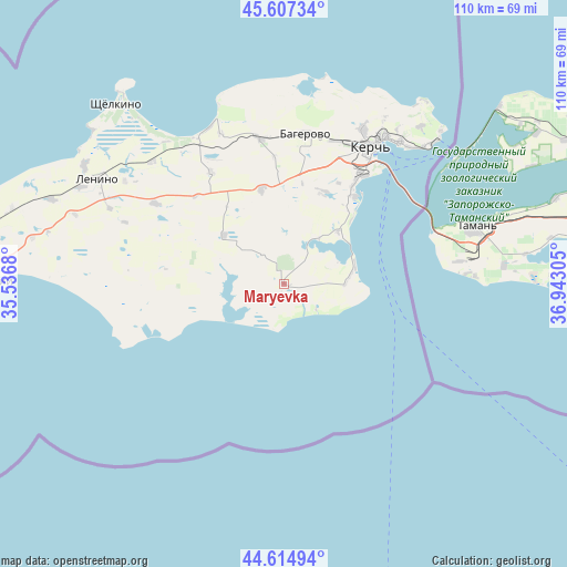 Maryevka on map