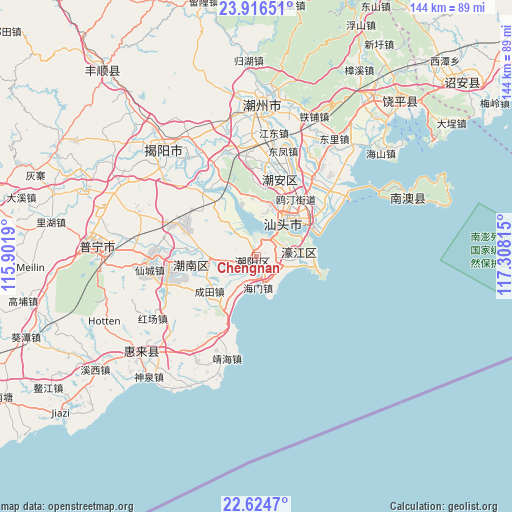 Chengnan on map