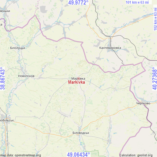 Markivka on map