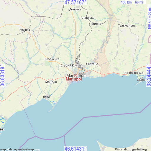 Mariupol on map