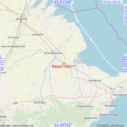 Razdol’noye on map