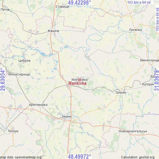 Mankivka on map