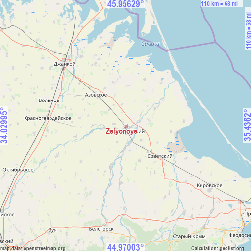 Zelyonoye on map