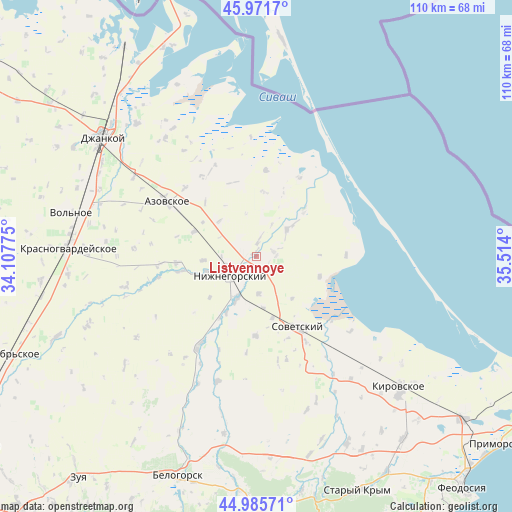 Listvennoye on map