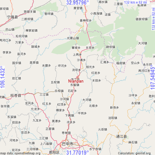 Nianpan on map