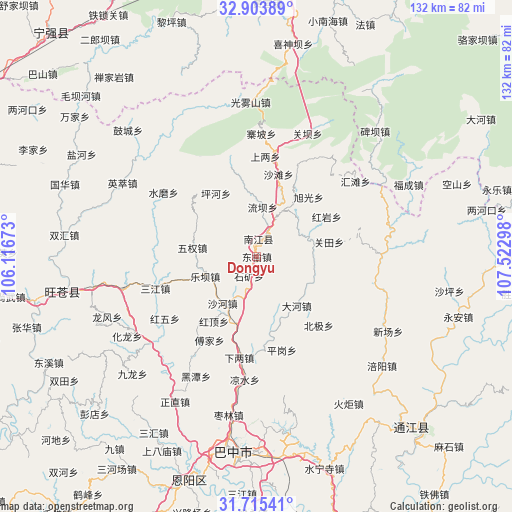 Dongyu on map