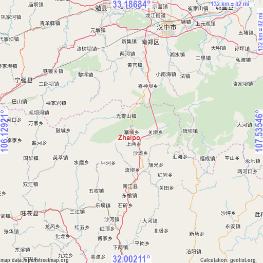 Zhaipo on map