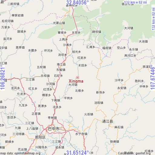 Xingma on map