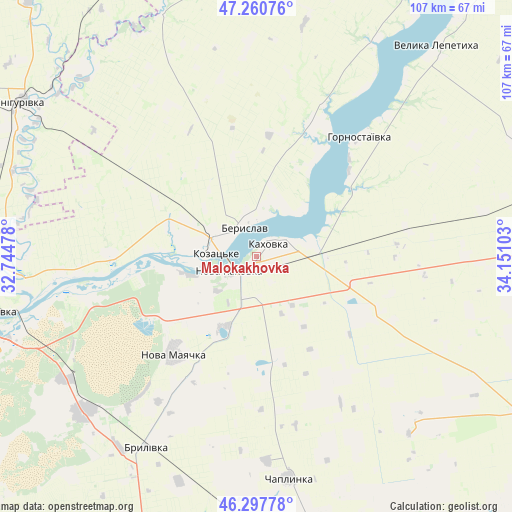 Malokakhovka on map