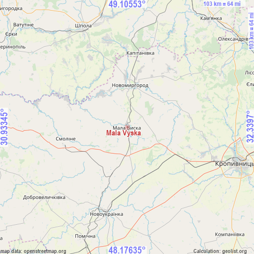 Mala Vyska on map