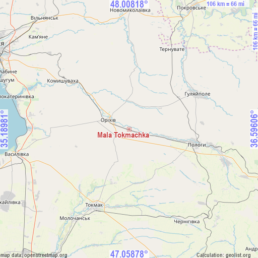 Mala Tokmachka on map