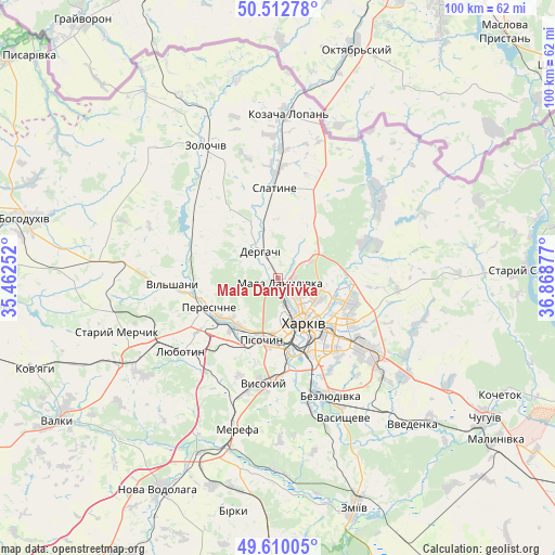 Mala Danylivka on map