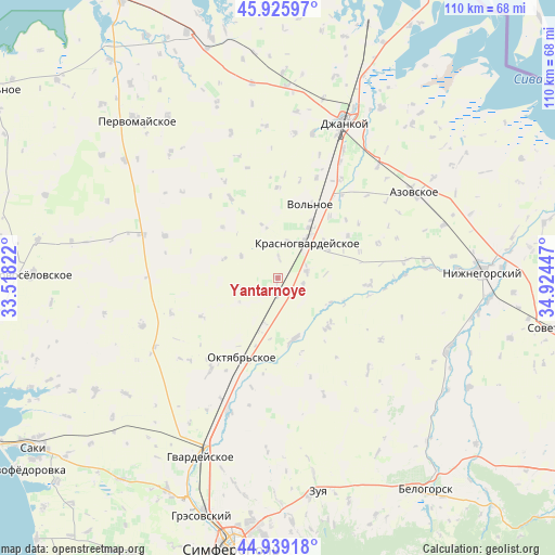 Yantarnoye on map