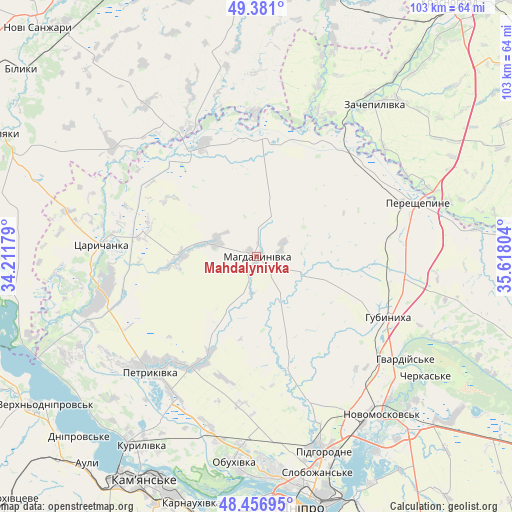 Mahdalynivka on map