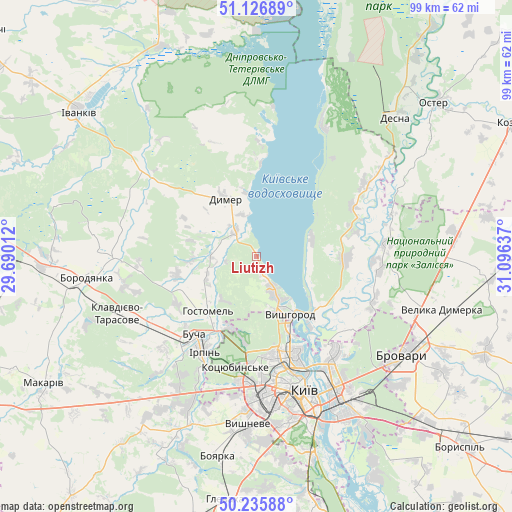 Liutizh on map
