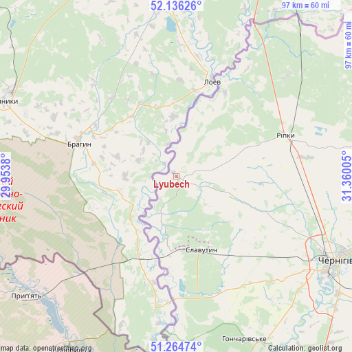 Lyubech on map