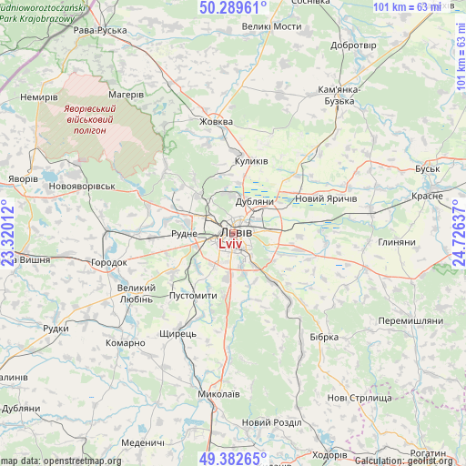 Lviv on map