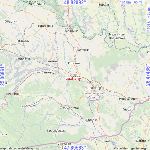 Luzhany on map