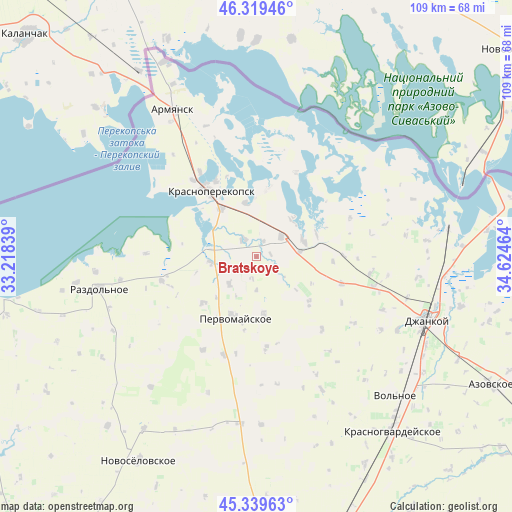 Bratskoye on map