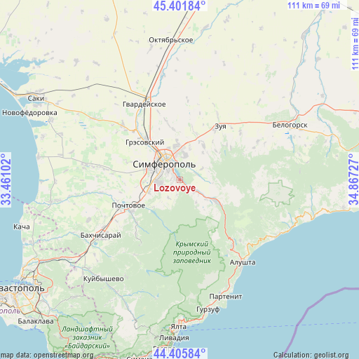Lozovoye on map