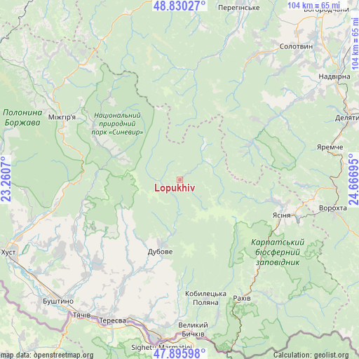 Lopukhiv on map