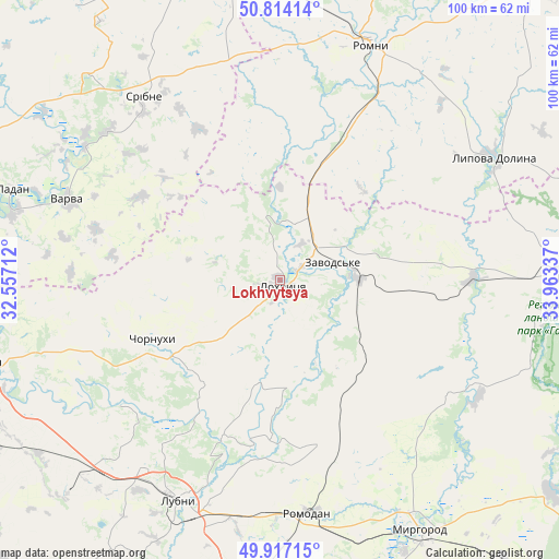 Lokhvytsya on map