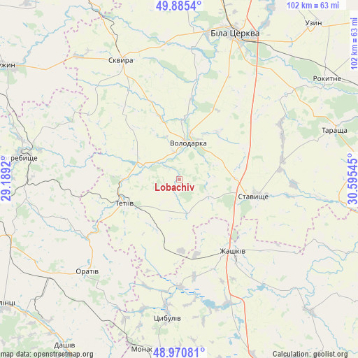 Lobachiv on map