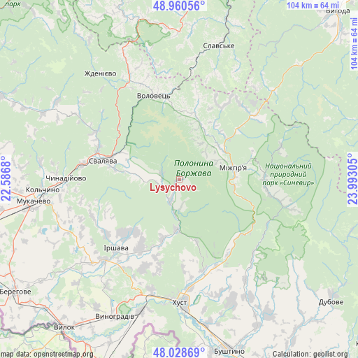 Lysychovo on map