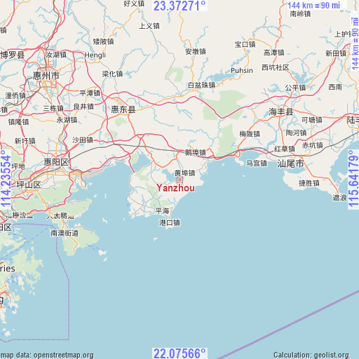 Yanzhou on map