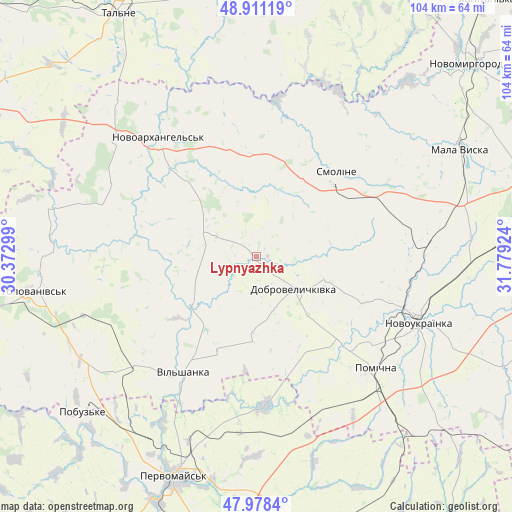 Lypnyazhka on map