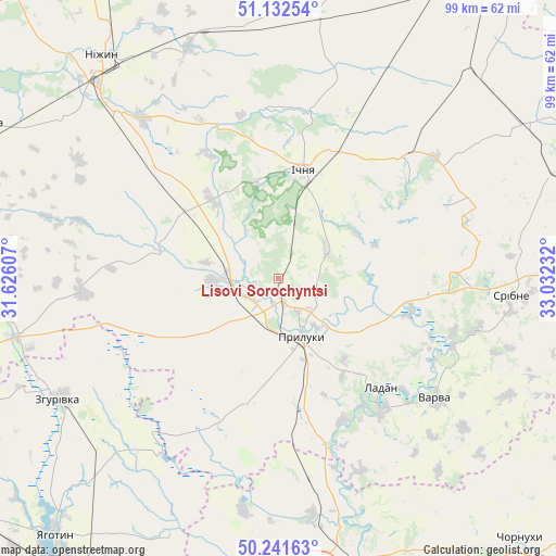 Lisovi Sorochyntsi on map