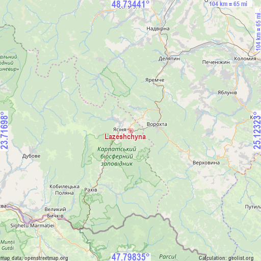 Lazeshchyna on map