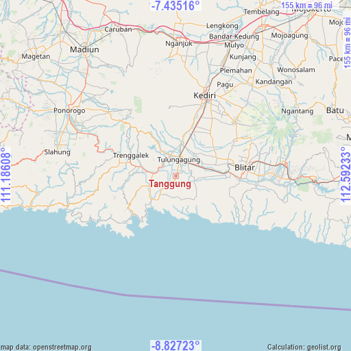 Tanggung on map