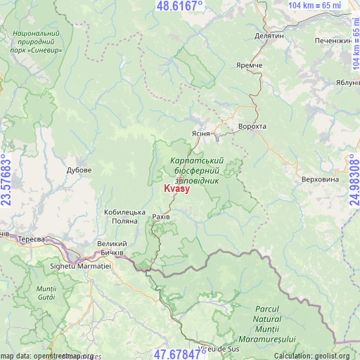 Kvasy on map